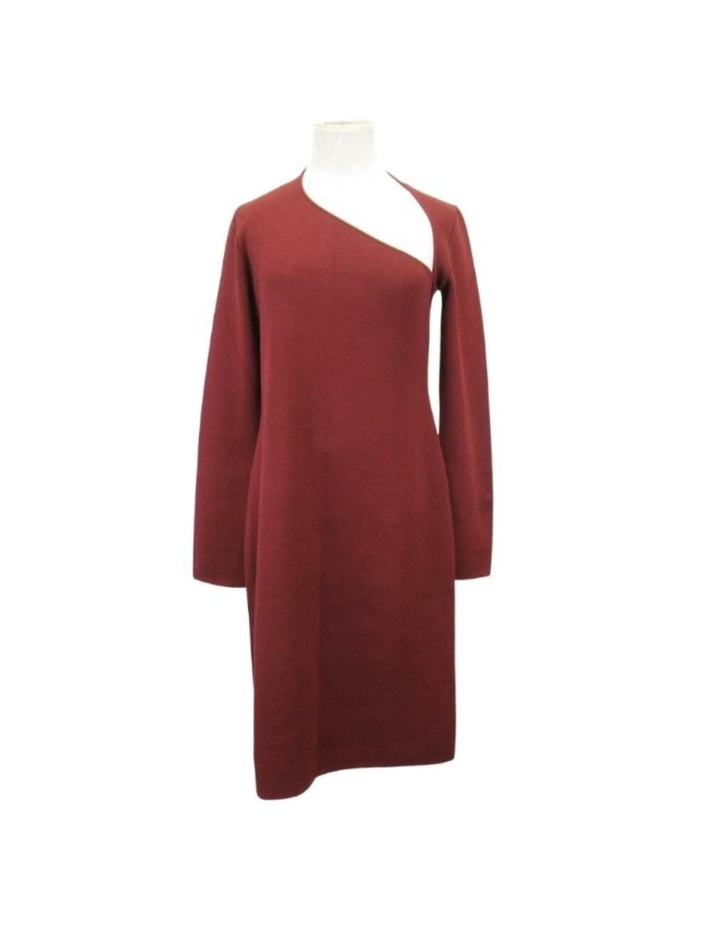 Bottega Veneta Deformed Design Neck Dress Slab Knit Long Sleeve Bordeaux 40